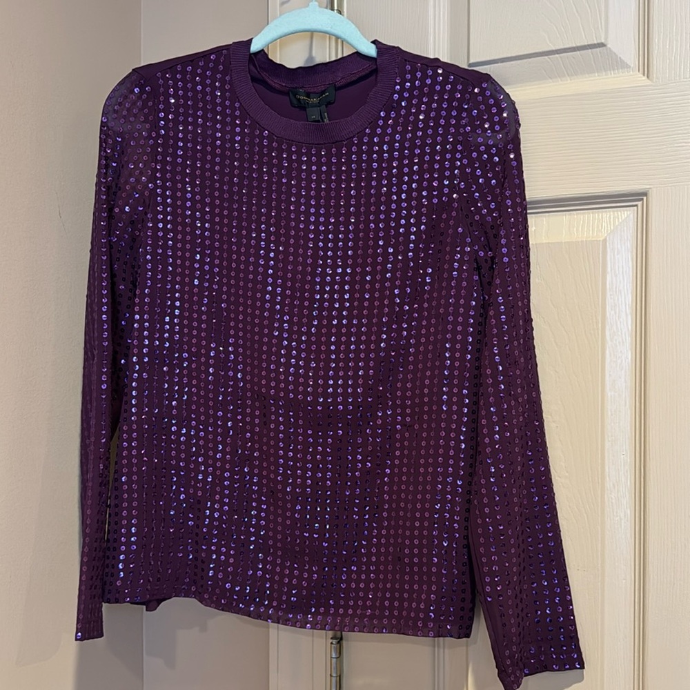 Donna Karen sequin purple blouse size XS Women